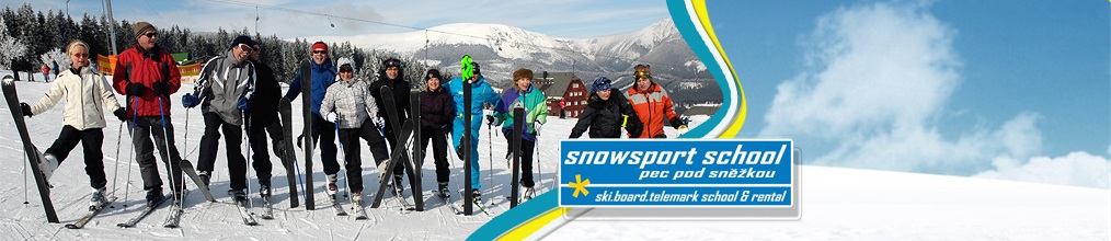 Lyžařská škola a půjčovna z Pece pod Sněžkou - Snowsport School Pec pod Sněžkou.					