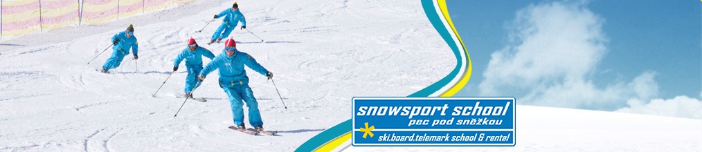 Lyžařská škola a půjčovna z Pece pod Sněžkou - Snowsport School Pec pod Sněžkou.					